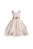 Organza A-Line wadenlanges Blumenmädchenkleid mit Gürtel mit Schleife