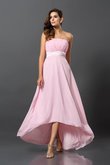 Robe demoiselle d'honneur courte de bustier a-ligne avec chiffon asymétrique