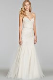 Robe de mariée décolleté dans le dos ligne a avec perle au bord de la mer manche nulle