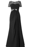 Chiffon enges Schaufel-Ausschnitt kurze Ärmeln Perlenbesetztes gerüschtes Ballkleid
