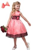 Ärmellos Schaufel-Ausschnitt A-Linie Blumenmädchenkleid mit Bordüre mit Blume