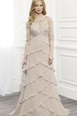 Perlenbesetztes A Linie geschichtes konservatives einfaches Ballkleid aus Chiffon