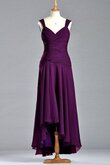 Plissiertes a linie langes Brautjungfernkleid aus Chiffon mit Blume