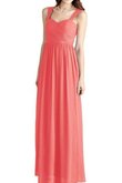 Robe demoiselle d'honneur ligne a ruché longueur au ras du sol en chiffon