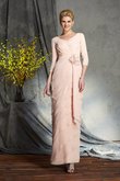 Normale Taille Enges V-Ausschnitt Bodenlanges Brautmutterkleid mit Blume