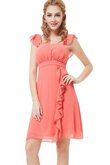 Gerüschtes Chiffon A-Linie Empire Taille Cocktailkleid mit Rüschen mit kurzen Ärmeln