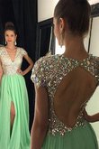 Vestido de Noche de Corte princesa en Lentejuelas de Escote en V de con Lentejuelas