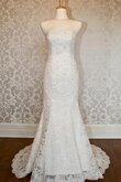 Vestido de Novia de Escote de Tirantes Espaguetis de Encaje Adorno de Manga de Campana