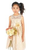 A linie Ärmelloses Blumenmädchenkleid mit Gürtel mit Blume