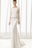 Satin Perlenbesetztes enges einfaches konservatives langes Brautkleid