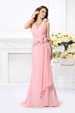 V-Ausschnitt Normale Taille Reißverschluss Brautjungfernkleid ohne Ärmeln aus Chiffon