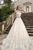 Robe de mariée naturel ceinture en étoffe avec perle cordon col en forme de cœur