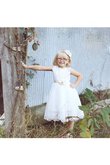 Robe de cortège enfant naturel plissage a-ligne avec sans manches au niveau de cou