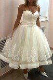 Abito da Sposa in Tulle con Applique Senza Maniche Sotto Ginocchio Naturale