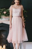 Robe de cocktail frappant ligne a en tulle avec manche courte 2 pice