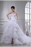 Robe de mariée ligne a avec sans manches cordon de col en cœur avec perle