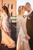 Robe de mariée naturel en tulle de princesse ligne a de traîne courte