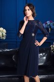 Normale Taille Chiffon A Linie Brautmutterkleid mit Bordüre mit 3/4 Länge Ärmeln