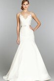 Abito da Sposa in Taffeta A-Line V-Scollo con Nastro con Fusciacca Spazzola Treno