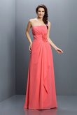 Robe demoiselle d'honneur longue de bustier avec zip avec fleurs en chiffon