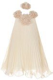 A-Line Ärmelloses Perlenbesetztes Blumenmädchenkleid mit Blume