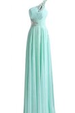 Robe demoiselle d'honneur plissé avec perle d'épaule asymétrique avec cristal manche nulle
