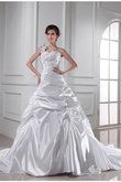 Plissiertes Ärmelloses Drapiertes Elastischer Gewebter Satin Brautkleid mit Herz-Ausschnitt