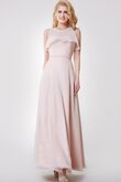 Chiffon trägerlos Perlenbesetztes bodenlanges Brautjungfernkleid mit Gürtel mit Schleife