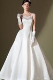 Ärmellos A-Line natürliche Taile Satin langes bodenlanges Brautkleid