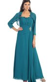 3 /4 länge Ärmeln A-Line Reißverschluss gerüschtes drapiertes bodenlanges Brautmutterkleid