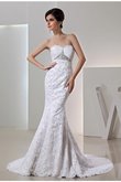 Robe de mariée longue avec perle en taffetas de col en cœur avec zip