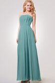 Spitze Chiffon plissiertes Reißverschluss bodenlanges langes Brautjungfernkleid