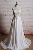 Abito da Sposa Lungo con Fiocco All Aperto A-Line Semplice Profondo V-scollo