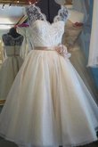 Abito da sposa con fusciacca con fiocco accattivante all aperto in tulle senza maniche