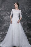 Abito da Sposa stravagante con Bottone con Applique in pizzo in Tulle A-Line