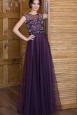 Perlenbesetztes A-Linie gesticktes drapiertes romantisches Ballkleid mit Rücken Schnürung