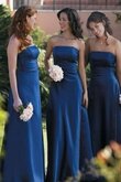 Gerüschtes Satin bodenlanges schlichtes Elegantes Brautjungfernkleid mit Rüschen