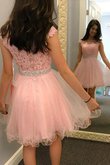 Abito homecoming naturale favoloso principessa con applique barchetta in tulle