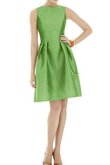 Plissiertes Satin a linie kurzes Brautjungfernkleid