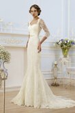 Robe de mariée modeste long appliques col en reine de traîne moyenne