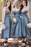 Prinzessin Normale Taille Kurzes Wadenlanges Brautjungfernkleid mit Herz-Ausschnitt