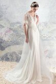 Abito da Sposa V-Scollo in Chiffon Profondo V-scollo in pizzo con Applique Schiena Nuda