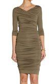 Robe mère de mariée naturel de col en v ruché gaine