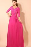 Robe mère de mariée naturel v encolure avec chiffon a-ligne en 1/2 manche