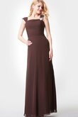 Robe demoiselle d'honneur avec zip encolure en carré avec cristal ruché manche nulle