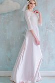Robe demoiselle d'honneur simple modeste ligne a en 3/4 manche de col bateau