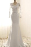 Clasico Vestido de Novia de Apliques de Escote en V de Encaje Adorno de Hasta el suelo