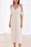 Robe de mariée fabuleux arrivée au mollet bandouliere spaghetti simple naturel