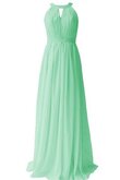 Robe demoiselle d'honneur naturel plissé fermeutre eclair avec perle en chiffon