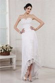 Robe de mariée simple en organza avec perle asymétrique avec sans manches